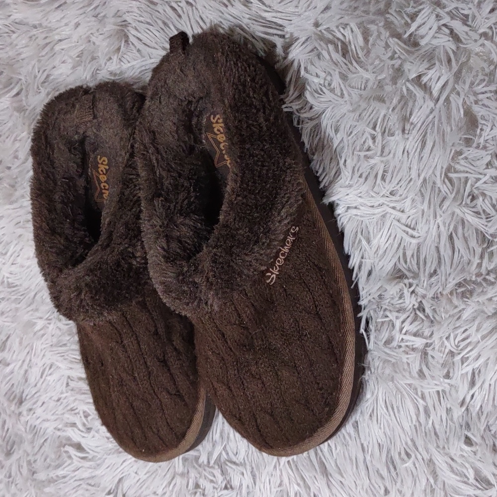 Skechers Keepsakes Postage Cable Knit Mule Slipper Women Size 6 Chocolate Brown